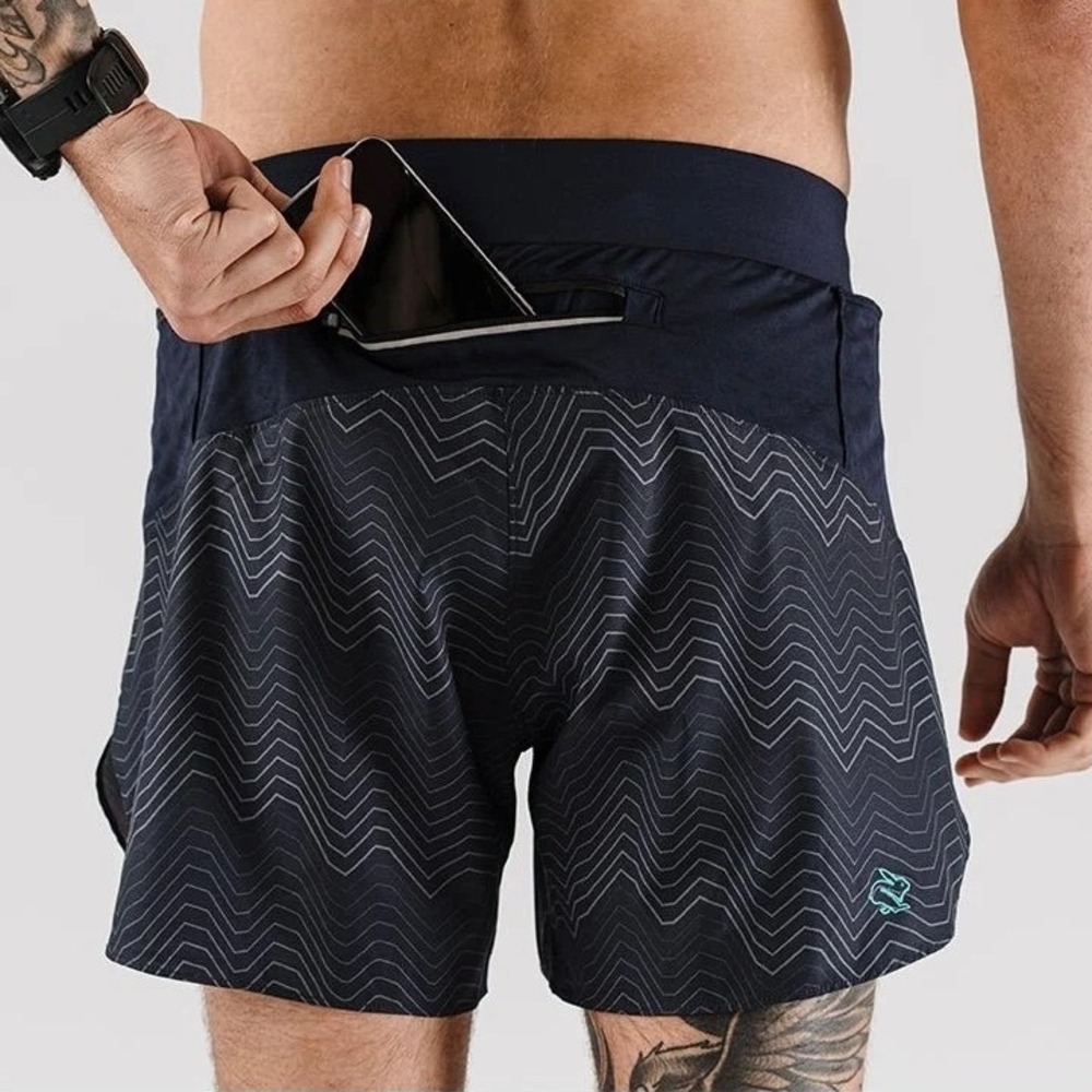 Rabbit Men's FKT 5" Lined Shorts Black Navy Large